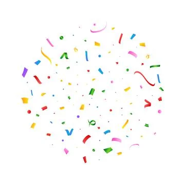 Realistic multicolor confetti vector illustration. Festival confetti and tins Stock Illustration