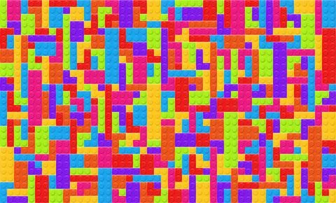 Realistic multicolor plastik constructor background. Play and build concept. Stock Illustration