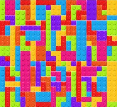 Realistic multicolor plastik constructor background. Play and build concept. Stock Illustration