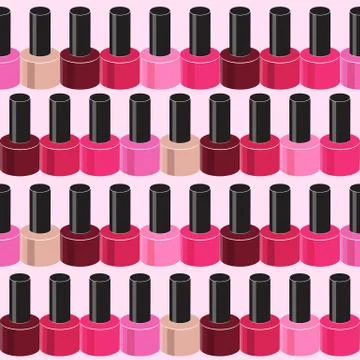 Realistic Nail Polish Seamless Pattern Background Vector Illustr Stock Illustration