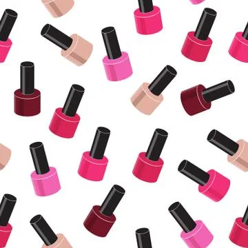 Realistic Nail Polish Seamless Pattern Background Vector Illustr Stock Illustration