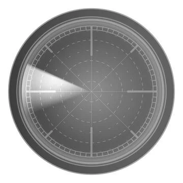 Realistic navy or air sonar, digital gray HUD radar display in searching, vector 스톡 일러스트