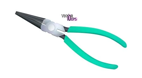 Realistic needle nose pliers with plastic or rubber handles isolated Stock Illustration