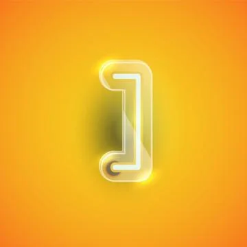 Realistic neon 'bracket' character with plastic case around, vector illustrat Stock Illustration