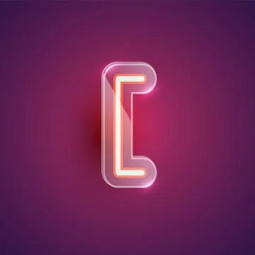 Realistic neon 'bracket' character with plastic case around, vector illustrat Illustrazione stock