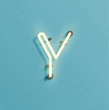 Realistic neon character from a fontset, vector Illustrazione stock
