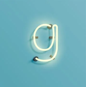 Realistic neon character from a fontset, vector Stock Illustration