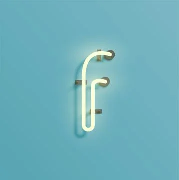 Realistic neon character from a fontset, vector Stock Illustration