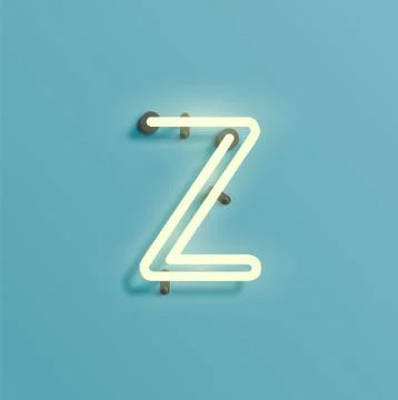 Realistic neon character from a fontset, vector Stock Illustration
