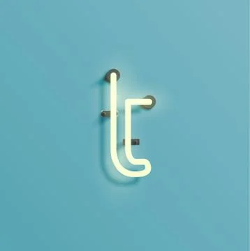 Realistic neon character from a fontset, vector Stock Illustration