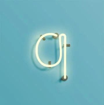 Realistic neon character from a fontset, vector Stock Illustration