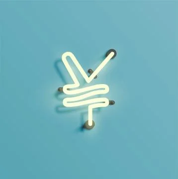 Realistic neon character from a fontset, vector Stock Illustration