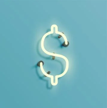 Realistic neon character from a fontset, vector Stock Illustration