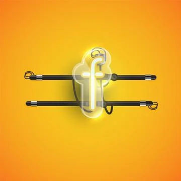 Realistic neon character with plastic case around, vector illustration Stock Illustration