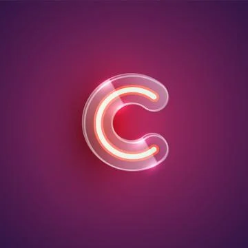 Realistic neon character with plastic case around, vector illustration Stock Illustration
