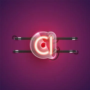 Realistic neon A character with plastic case around, vector illustration Illustrazione stock