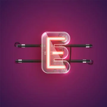 Realistic neon character with plastic case around, vector illustration Stock Illustration