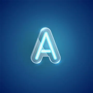 Realistic neon A character with plastic case around, vector illustration Stock Illustration