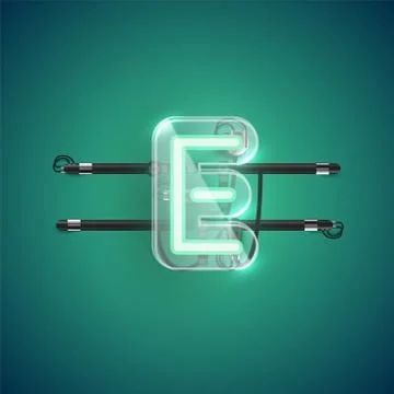 Realistic neon character with plastic case around, vector illustration Stock Illustration