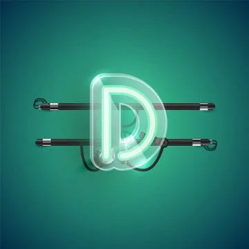 Realistic neon character with plastic case around, vector illustration Stock Illustration