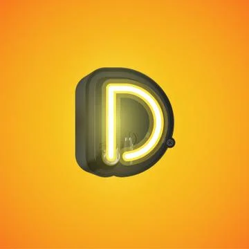 Realistic neon character from a set with console, vector illustration Stock Illustration