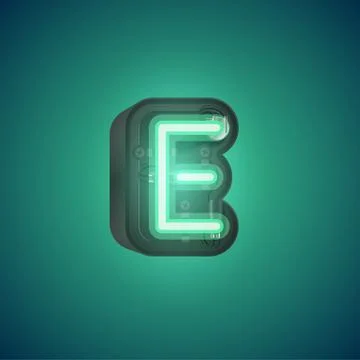 Realistic neon character from a set with console, vector illustration Stock Illustration