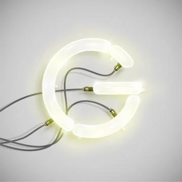 Realistic neon character from a typeset, vector illustration Illustrazione stock