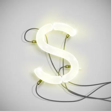 Realistic neon character from a typeset, vector illustration Stock Illustration