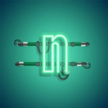 Realistic neon character with wires and console, vector illustration Stock Illustration