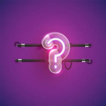 Realistic neon 'question mark' character with plastic case around, vector ill Stock Illustration