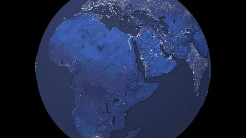Realistic night rotating Earth planet isolated on black background. Stock Footage 118092879