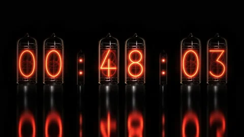 Realistic Nixie tube clock or timer. Countdown time from 60 seconds to 0 Stock Footage 142273166