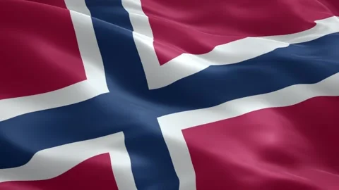 Realistic Norway Flag Waving Close Up Background for National Holidays Stock Footage 334629068