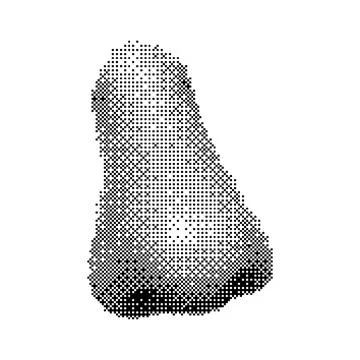 Realistic Nose with bitmap halftone effect. Vector illustration of dotted Nose Illustrazione stock