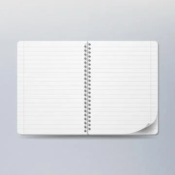 Realistic Note Template Blank. Spiral And Paper. Clean Mock Up For Your Design Stock Illustration