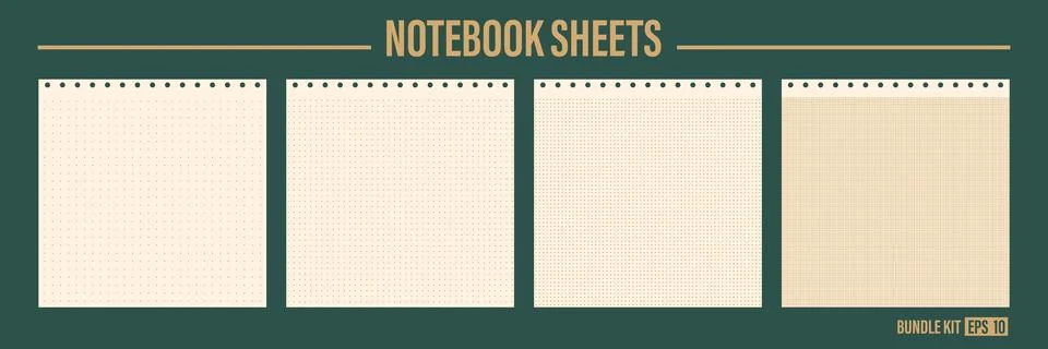 Realistic notebook beige page note design for write craft scrapbook school Illustrazione stock