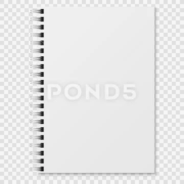 Realistic notebook. Blank closed spiral binder white copybook. Paper organizer Stock Illustration