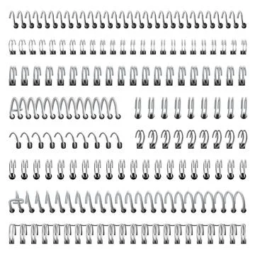 Realistic notebook iron spirals, binder rings for calendar and notepad. Paper イラスト素材
