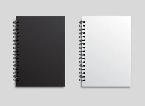 Realistic notebook mockup icon in flat style. Notepad with spiral vector il.. Stock Illustration