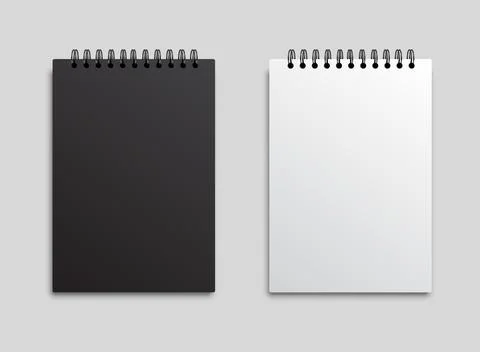 Realistic notebook mockup icon in flat style. Notepad with spiral vector il.. Stock Illustration
