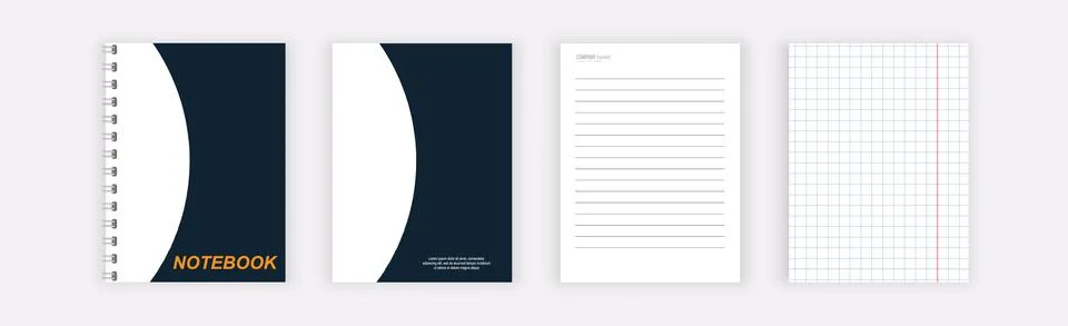 Realistic notebook or notepad. Notebook sheet in a line and a box. Stock Illustration