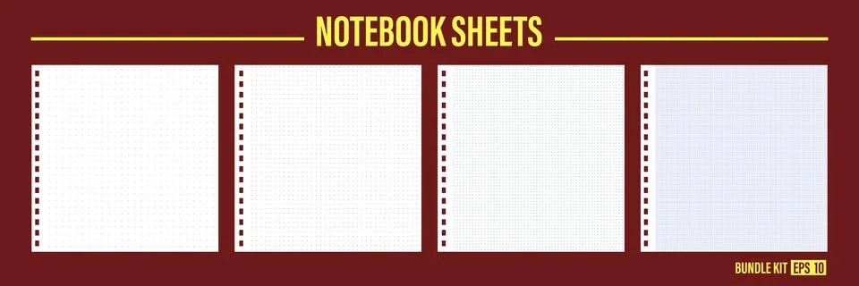 Realistic notebook white page note design for write craft scrapbook school Illustrazione stock