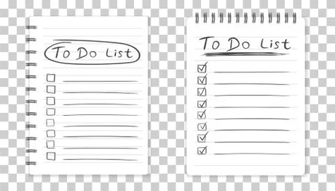 Realistic notepad with spiral. To do list icon with hand drawn text. School b Stock Illustration