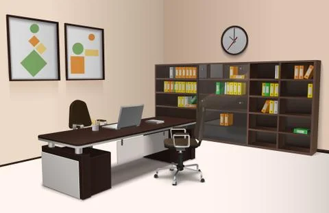 Realistic Office Interior Stock-Illustration