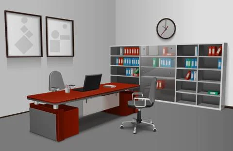 Realistic Office Interior Stock-Illustration