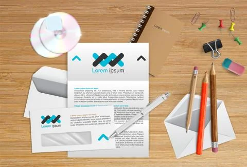 Realistic office table, vector 스톡 일러스트