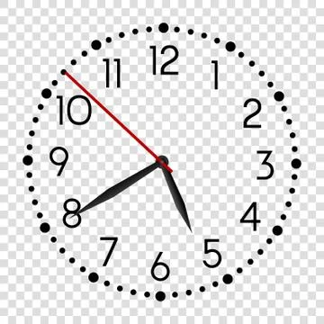 Realistic office wall clock. Black round watch face. Vector alarm modern vector Stock Illustration