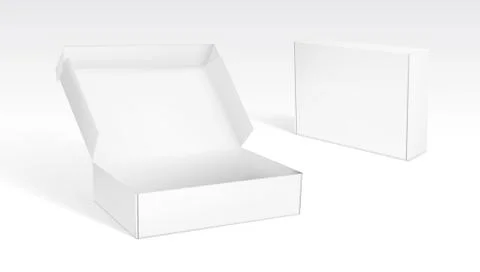 Realistic Open And Closed Blank Packaging Boxes 库存插图
