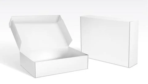 Realistic Open And Closed Blank Packaging Boxes イラスト素材
