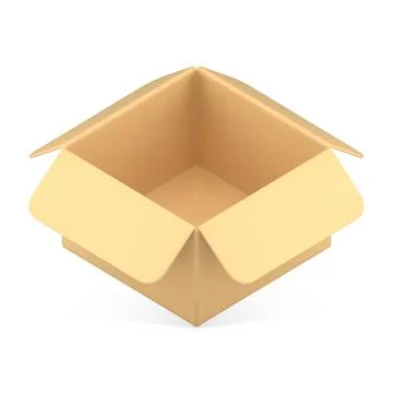 Realistic open cardboard box for things goods storage carrying diagonal place Stock Illustration